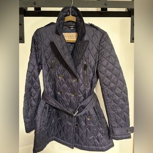 Burberry Navy Quilted Belted Jacket size M